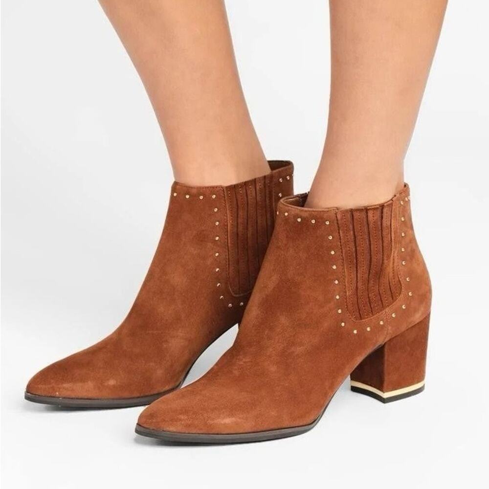 Michael Kors Gemma Ankle Boot in Dark Caramel Suede, Size 9.5